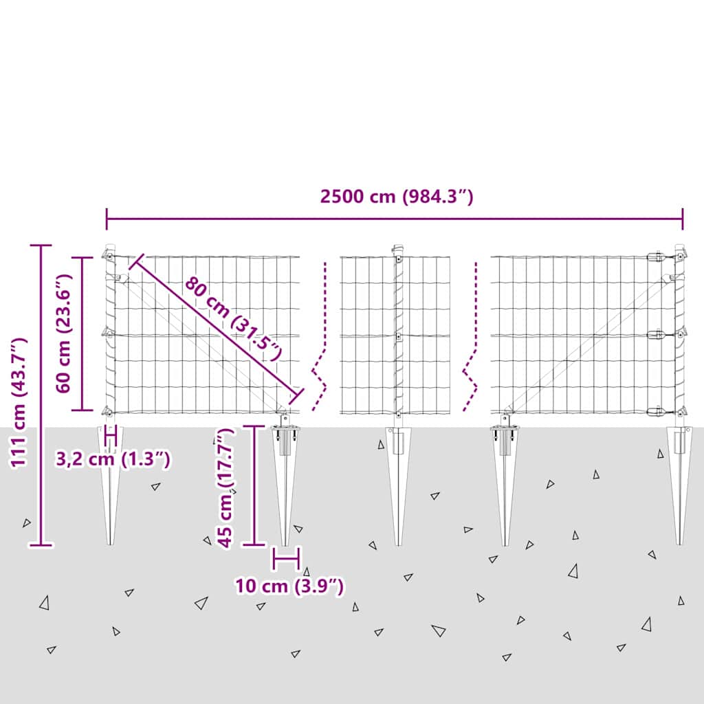 Zavareno žičano ograđivanje s bodljama 25 x 0,6 m (Š x V)