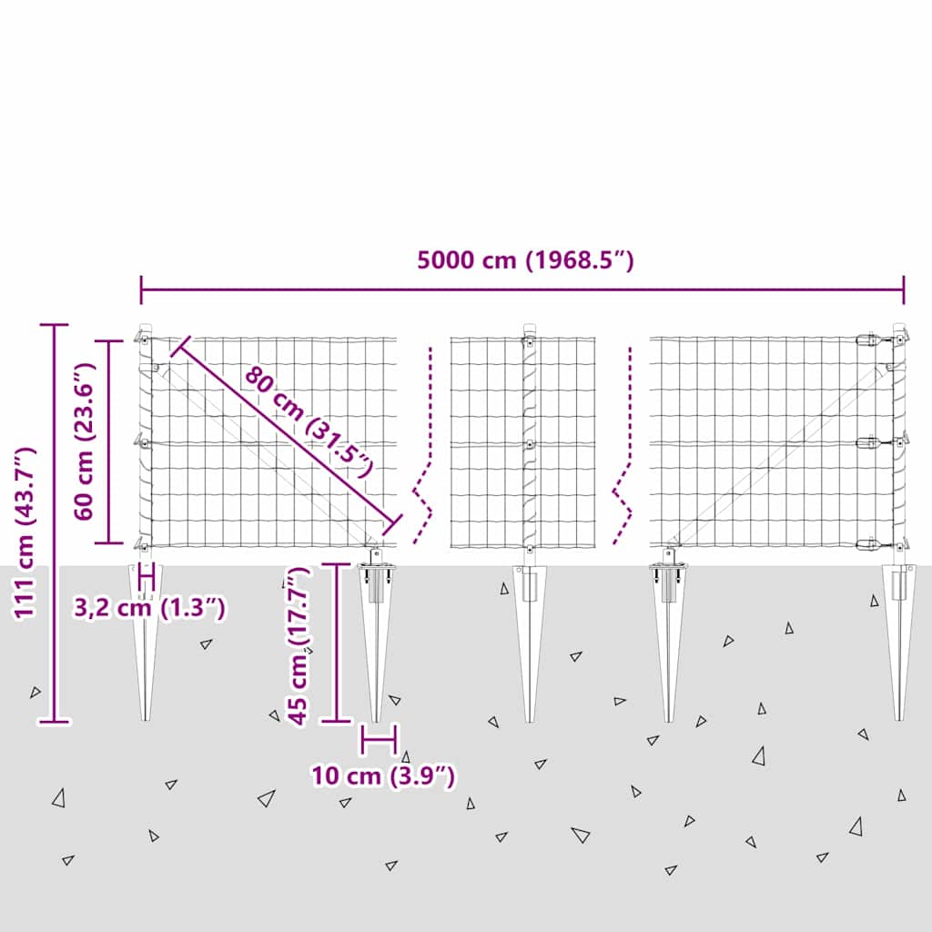 Zavareno žičano ograđivanje s bodljama 50 x 0,6 m (Š x V)