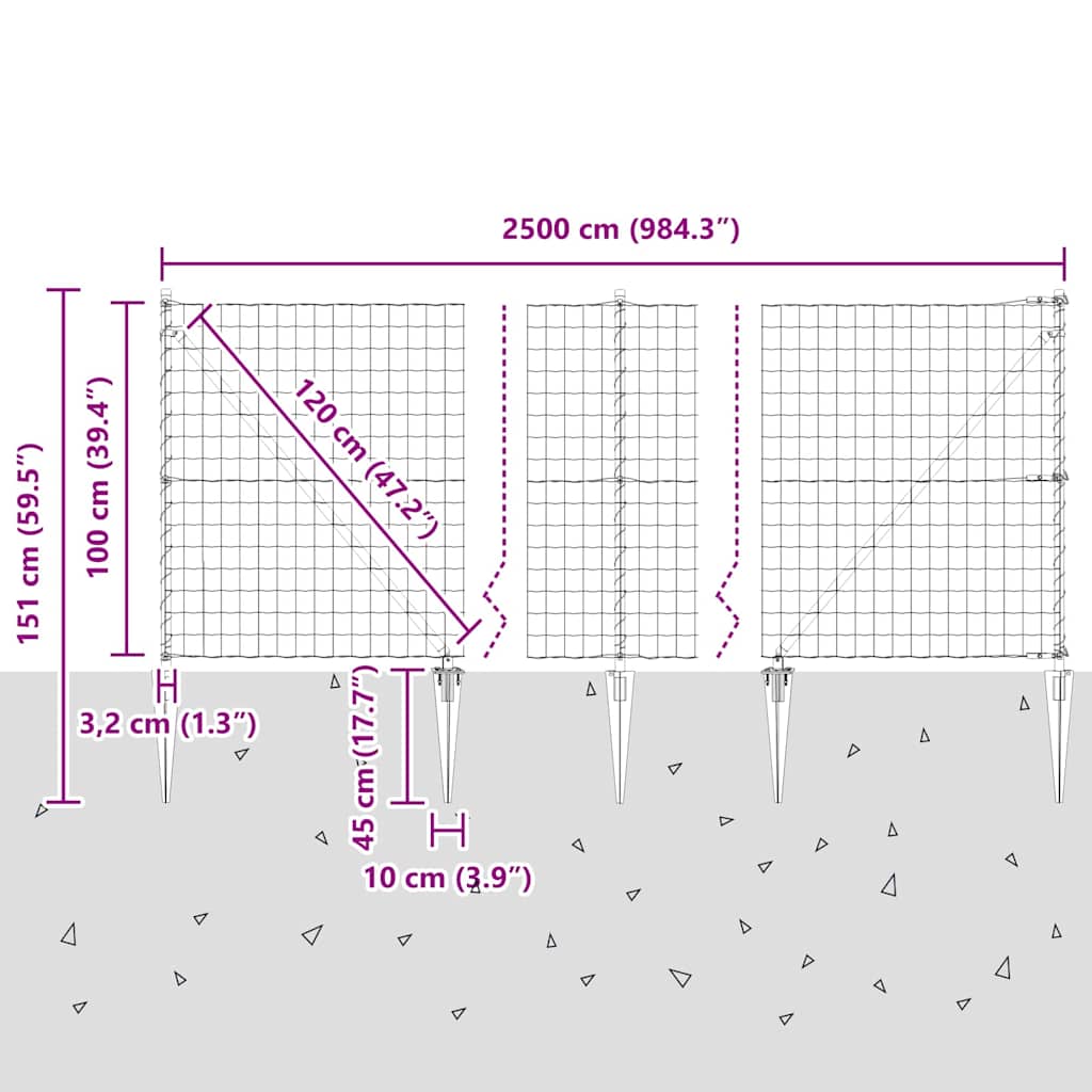 Zavareno žičano ograđivanje s bodljama 25 x 1,0 m (Š x V)