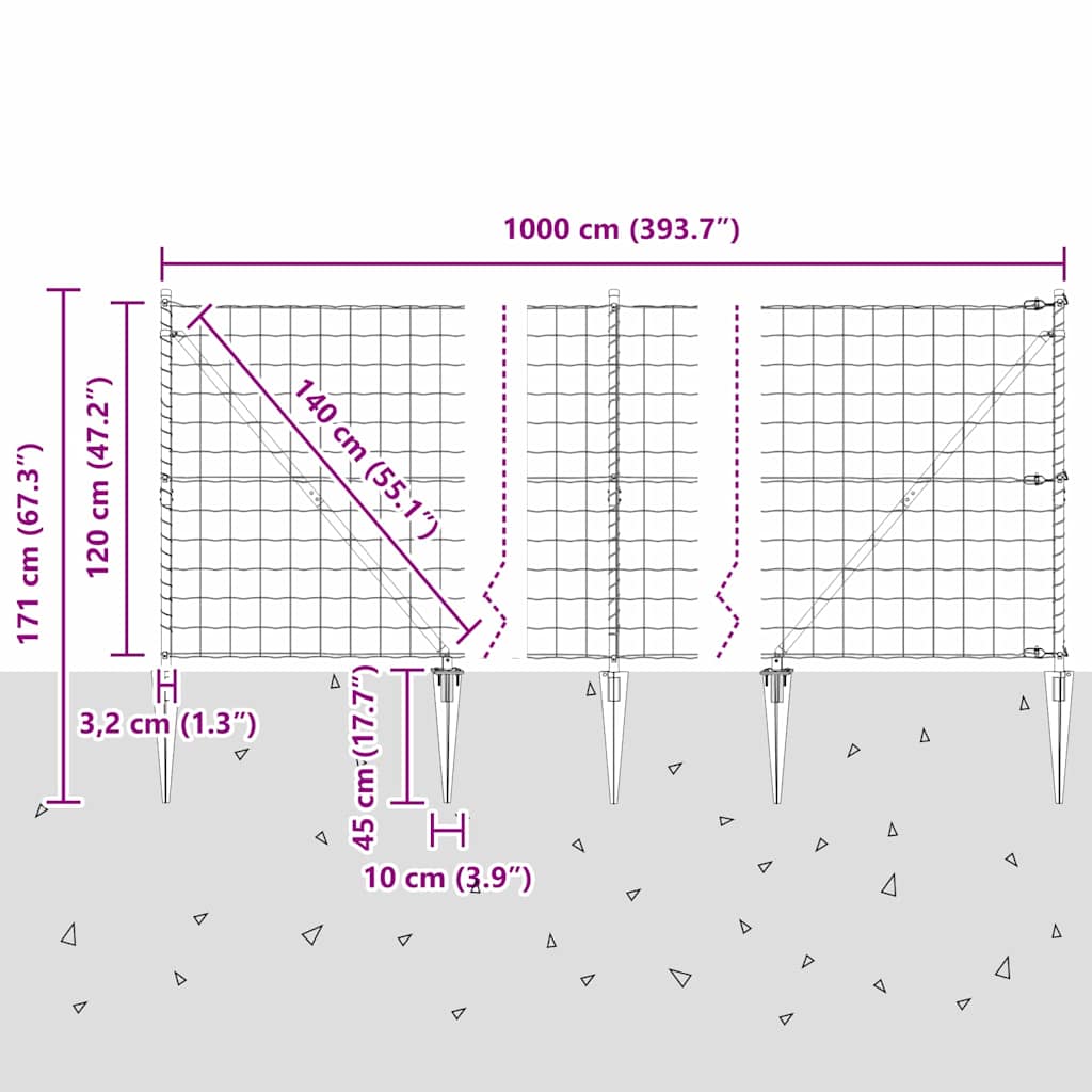 Zavareno žičano ograđivanje s bodljama 10 x 1,2 m (Š x V)