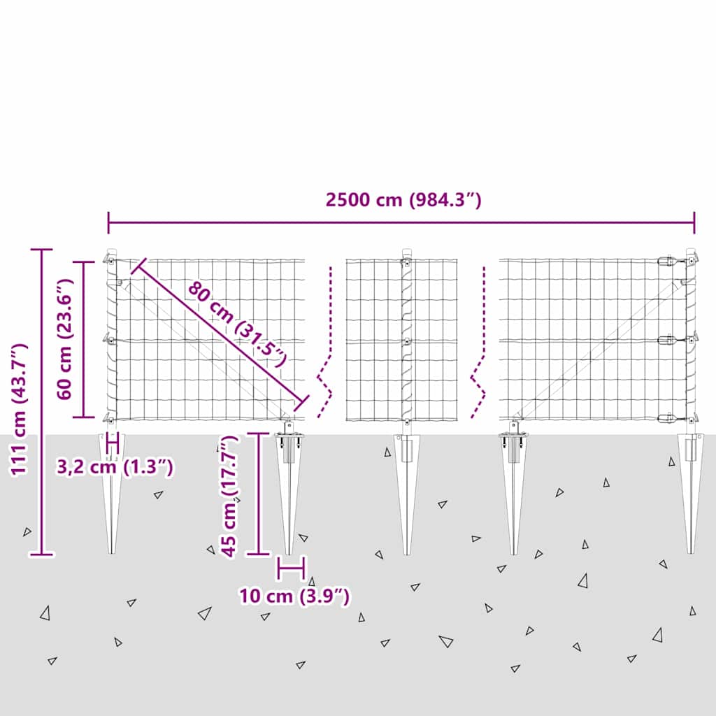 Zavareno žičano ograđivanje s bodljama 25 x 0,6 m (Š x V)