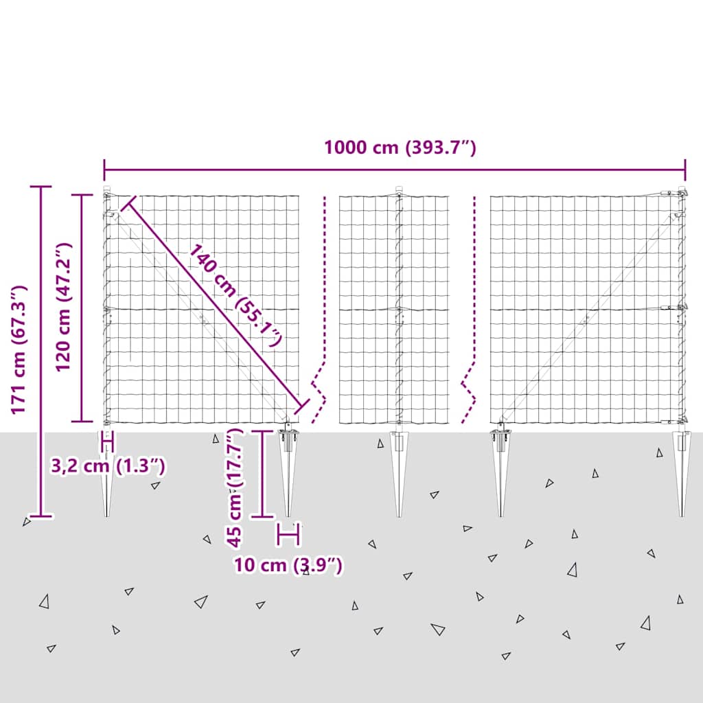 Zavareno žičano ograđivanje s bodljama 10 x 1,2 m (Š x V)