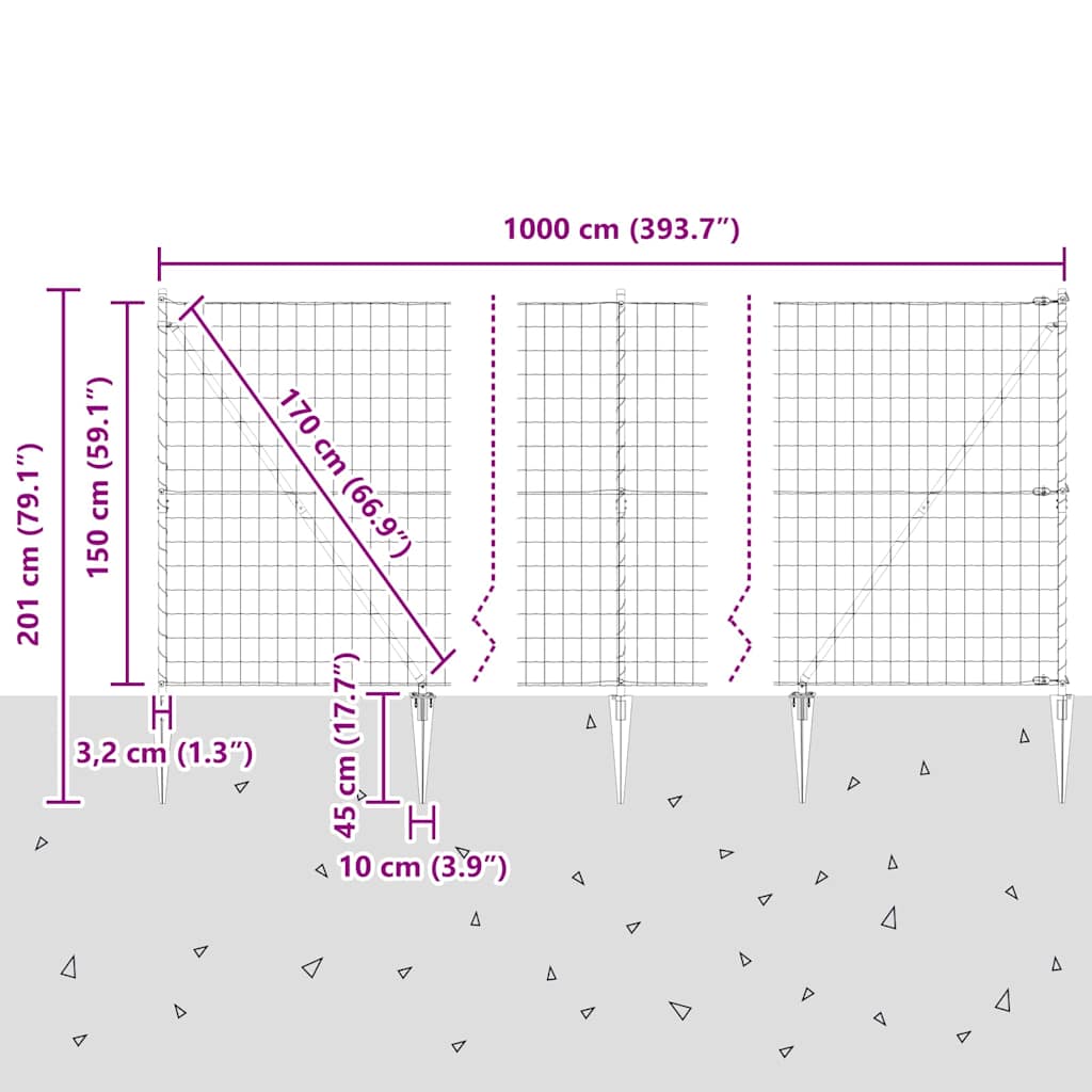 Zavareno žičano ograđivanje s bodljama 10 x 1,5 m (Š x V)