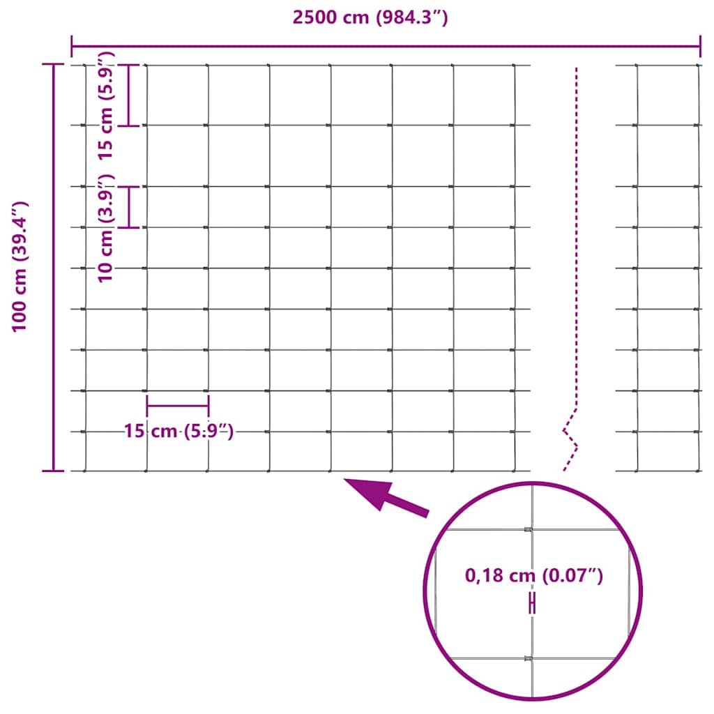 Temeljna zavarena žičana ograda 25 x 1 m (Š x V)