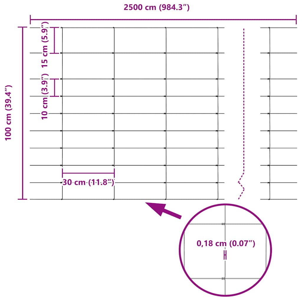Temeljna zavarena žičana ograda 25 x 1 m (Š x V)