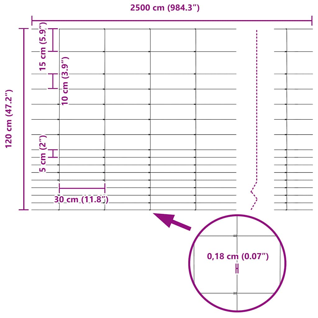 Temeljna zavarena žičana ograda 25 x 1,2 m (Š x V)