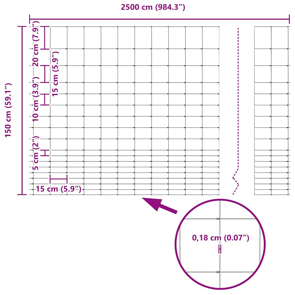 Temeljna zavarena žičana ograda 25 x 1,5 m (Š x V)