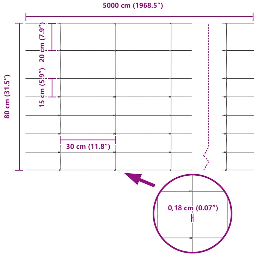 Temeljna zavarena žičana ograda 50 x 0,8 m (Š x V)