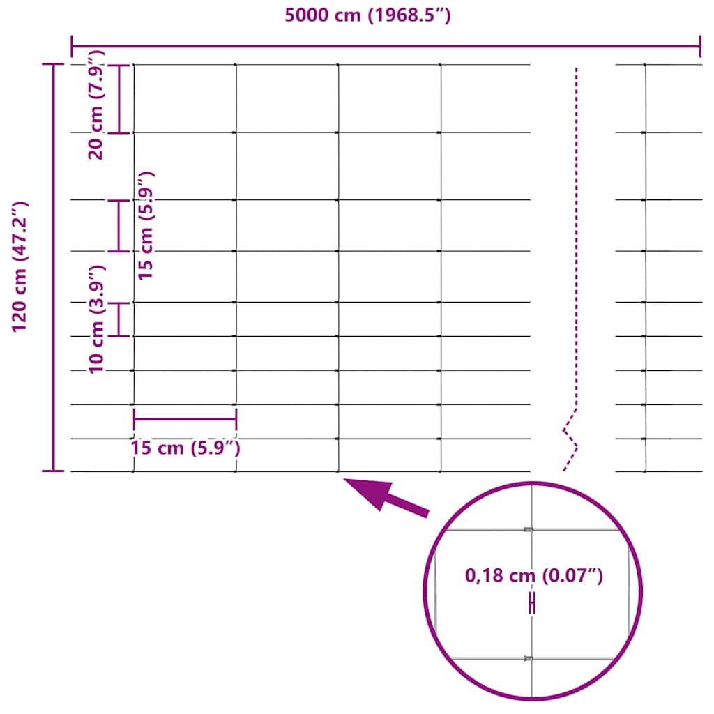 Temeljna zavarena žičana ograda 50 x 1,2 m (Š x V)