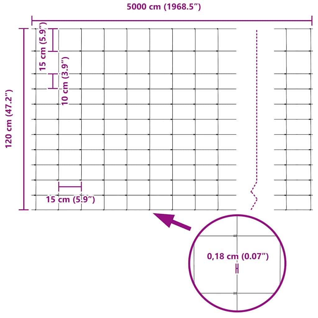 Temeljna zavarena žičana ograda 50 x 1,2 m (Š x V)
