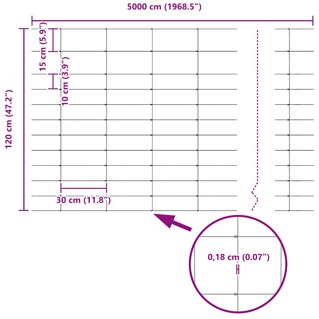 Temeljna zavarena žičana ograda 50 x 1,2 m (Š x V)