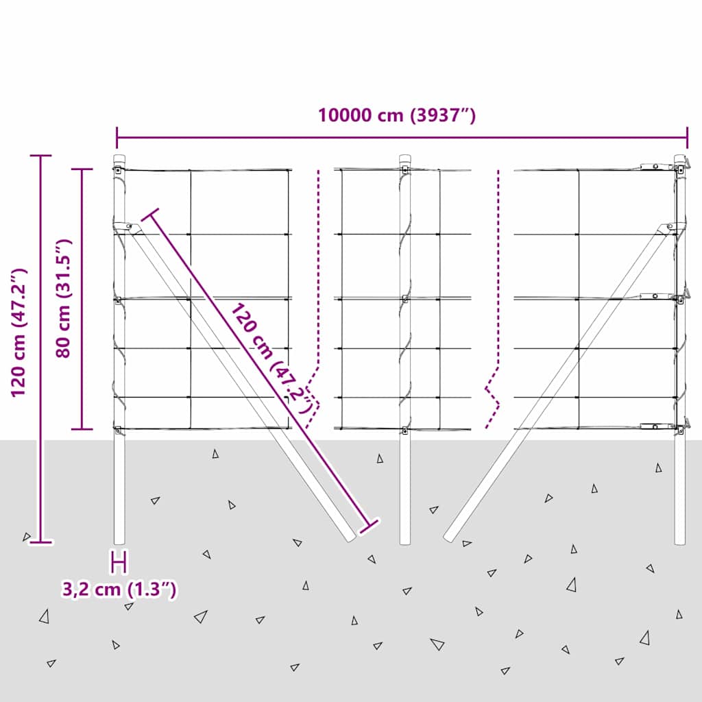 Temeljna zavarena žičana ograda 100 x 0,8 m (Š x V)