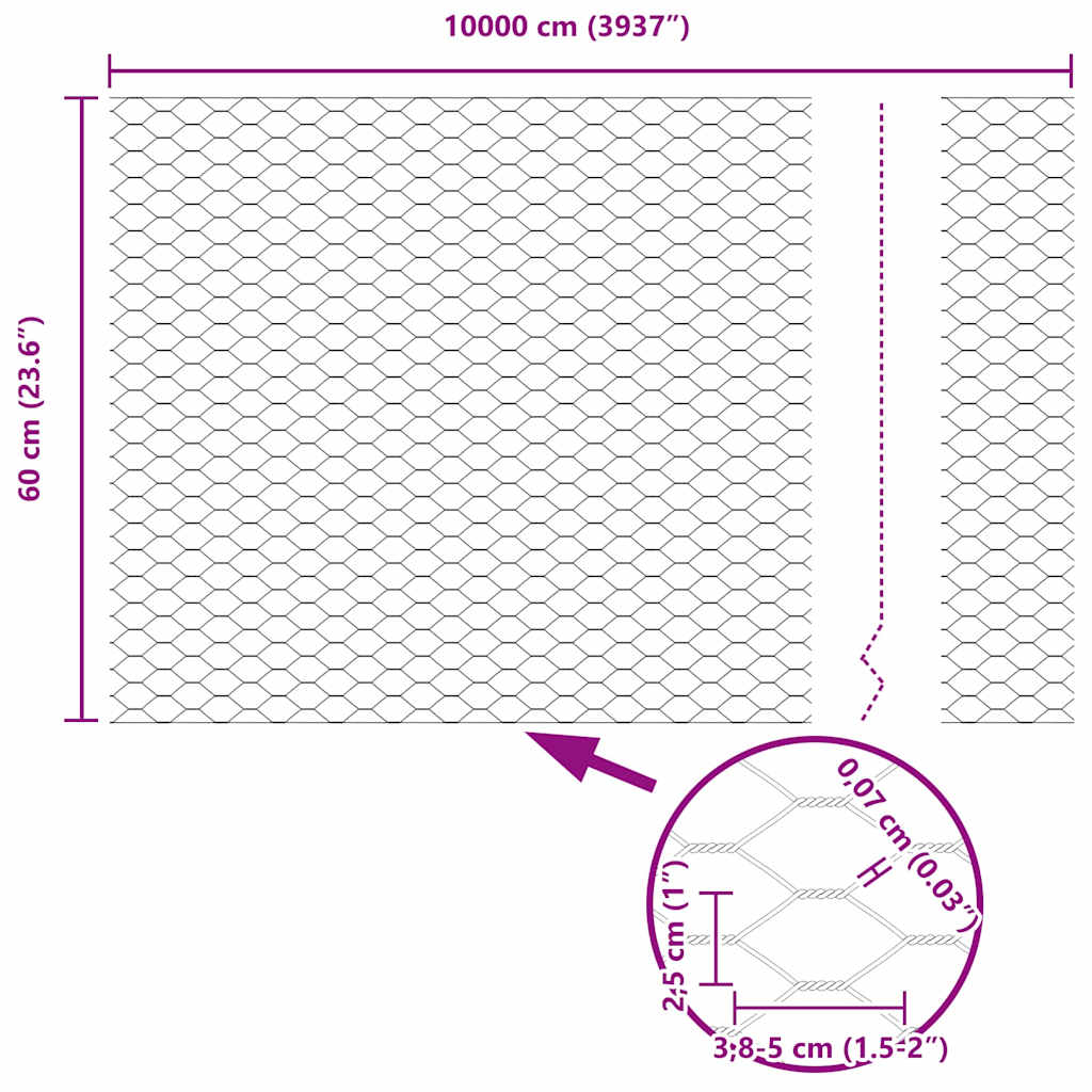 Temeljna zavarena žičana ograda 100 x 0,6 m (Š x V)