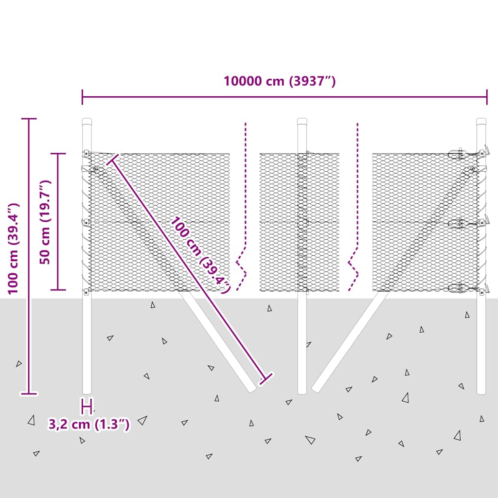Temeljna zavarena žičana ograda 100 x 0,5 m (Š x V)