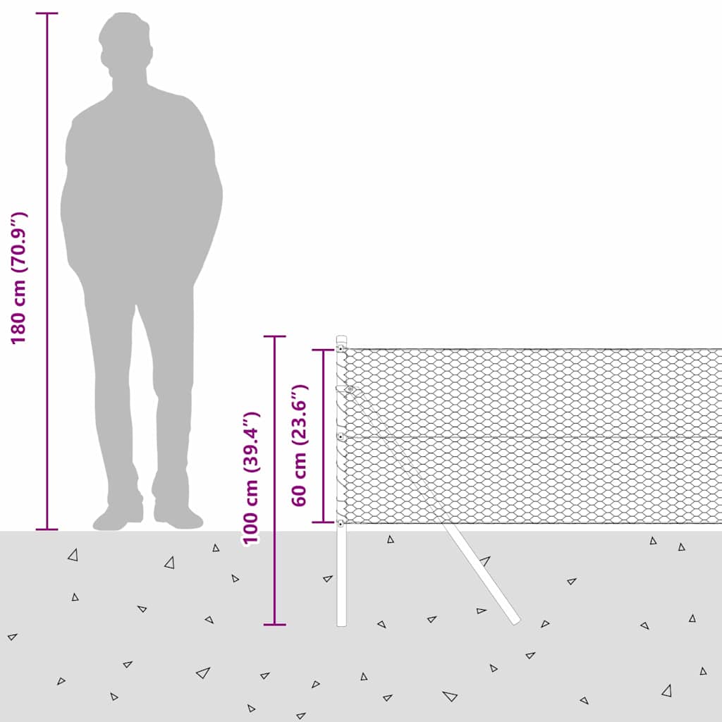 Temeljna zavarena žičana ograda 100 x 0,6 m (Š x V)