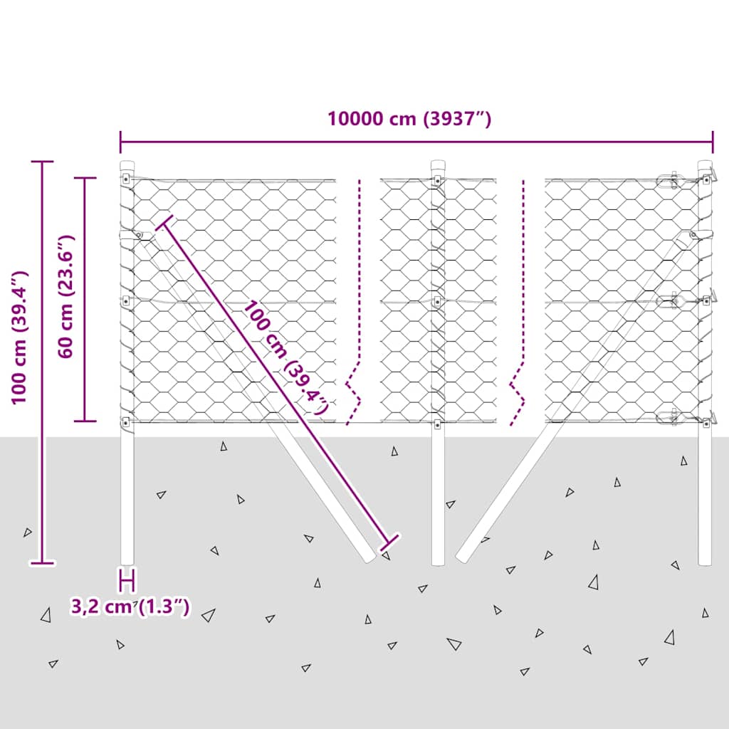 Temeljna zavarena žičana ograda 100 x 0,6 m (Š x V)