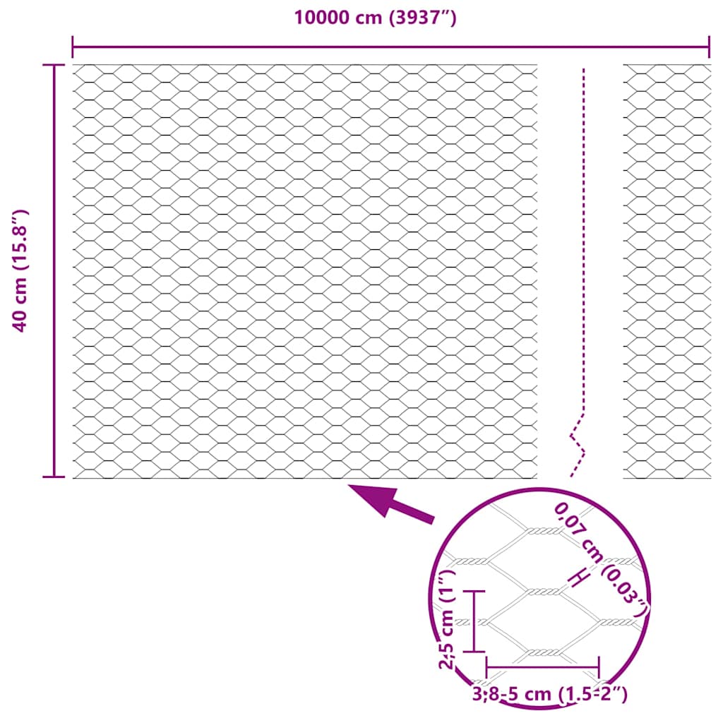 Temeljna zavarena žičana ograda 100 x 0,4 m (Š x V)