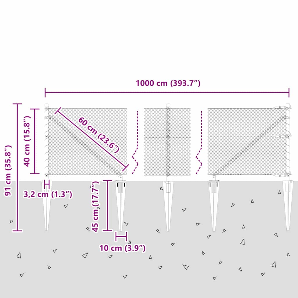Zavareno žičano ograđivanje s bodljama 10 x 0,4 m (Š x V)