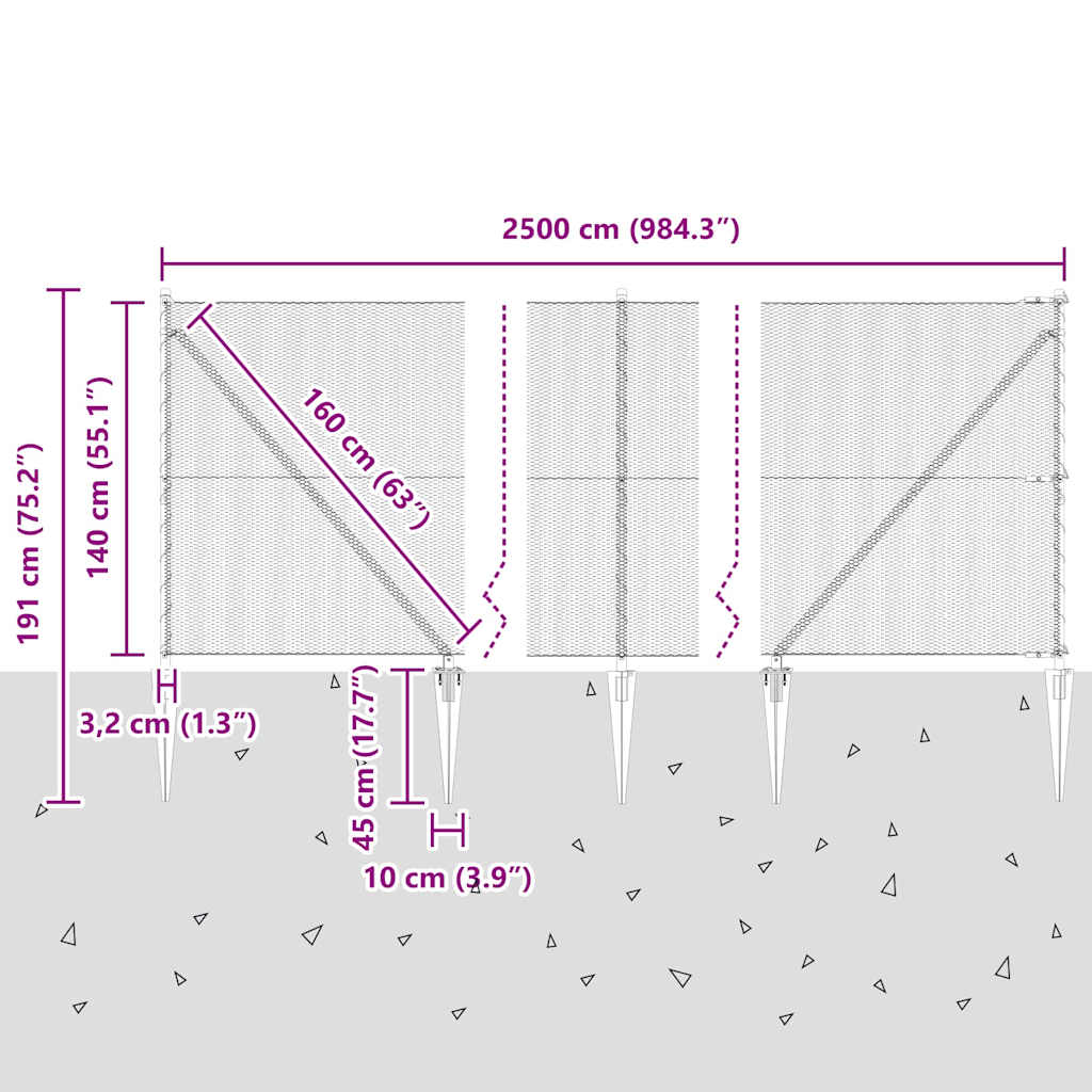 Zavareno žičano ograđivanje s bodljama 25 x 1,4 m (Š x V)
