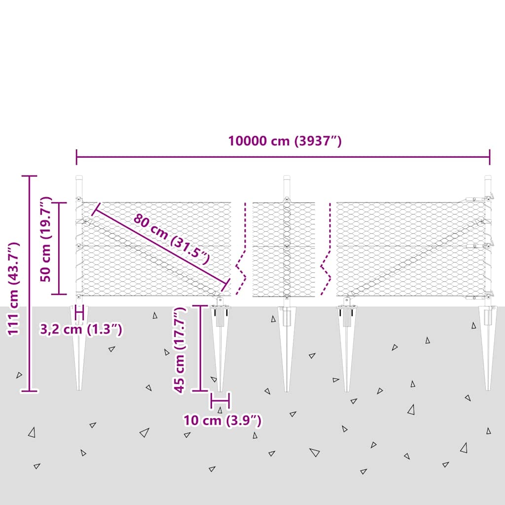 Zavareno žičano ograđivanje s bodljama 100 x 0,5 m (Š x V)