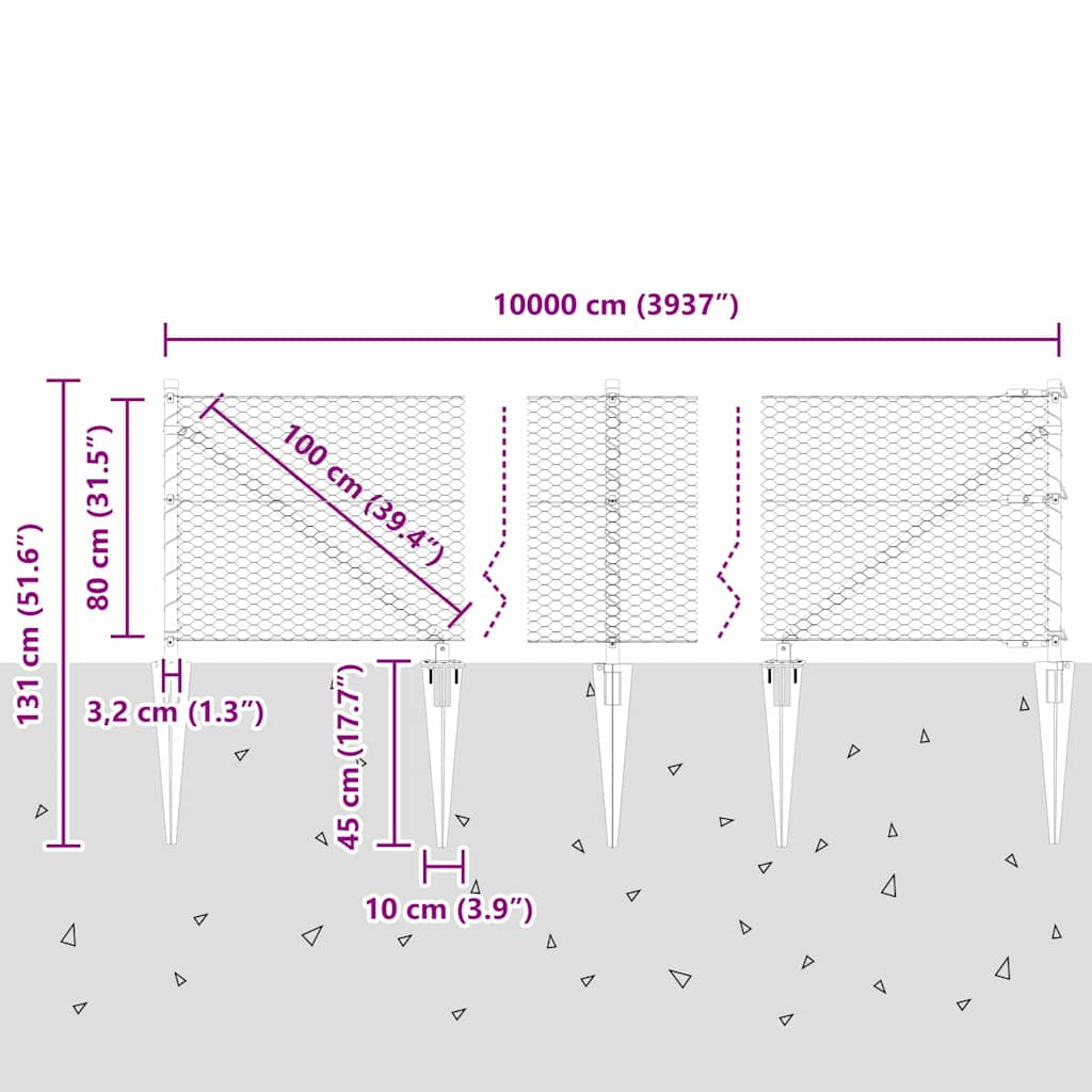 Zavareno žičano ograđivanje s bodljama 100 x 0,8 m (Š x V)