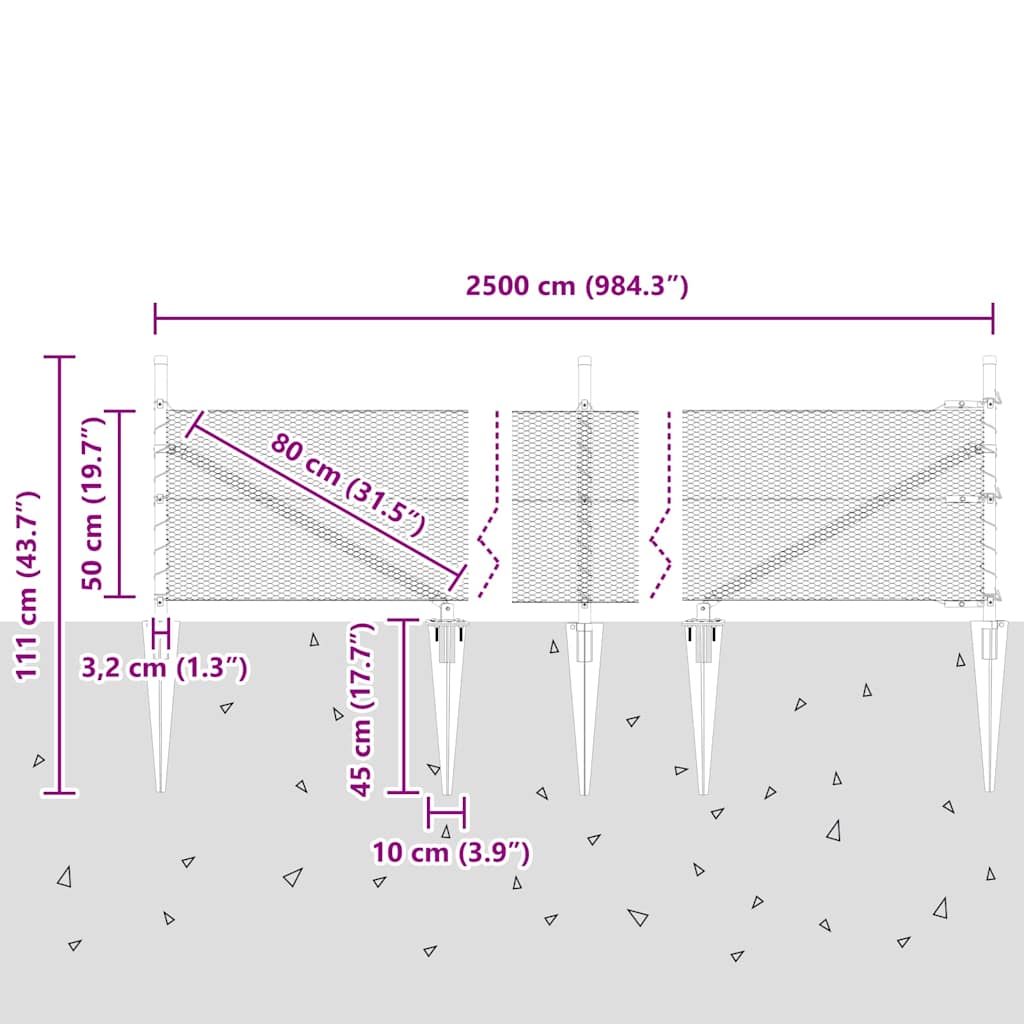 Zavareno žičano ograđivanje s bodljama 25 x 0,5 m (Š x V)