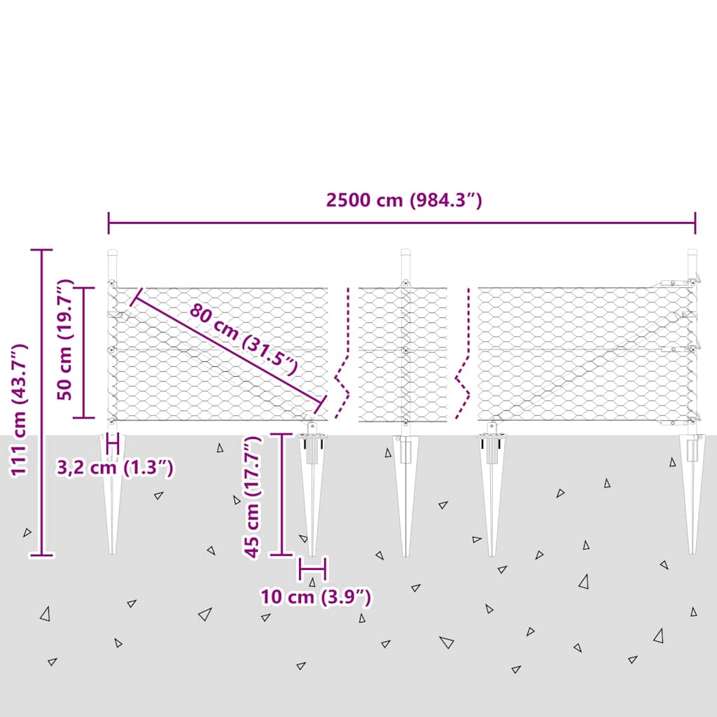 Zavareno žičano ograđivanje s bodljama 25 x 0,5 m (Š x V)