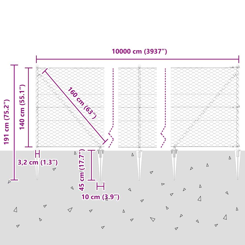 Zavareno žičano ograđivanje s bodljama 100 x 1,4 m (Š x V)