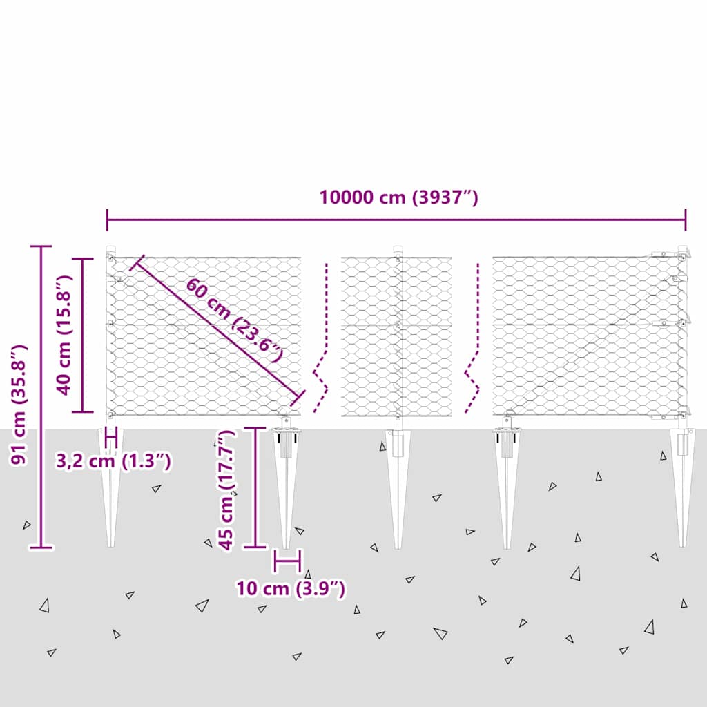 Zavareno žičano ograđivanje s bodljama 100 x 0,4 m (Š x V)