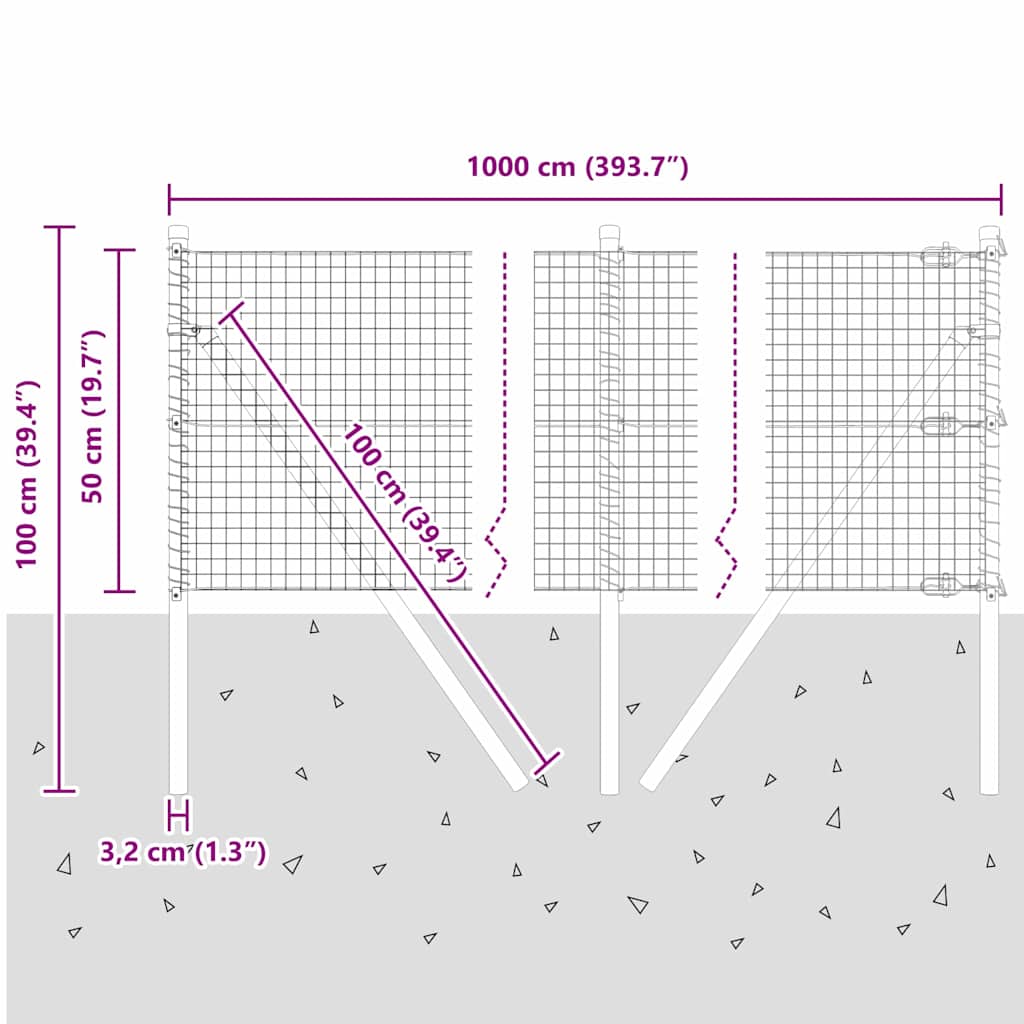 Temeljna zavarena žičana ograda 10 x 0,5 m (Š x V)