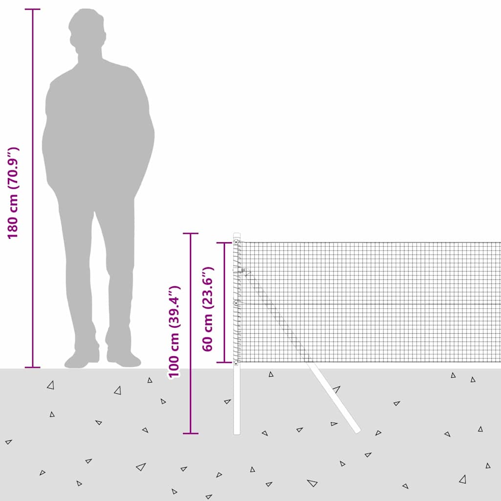 Temeljna zavarena žičana ograda 10 x 0,6 m Srebrna Mreža