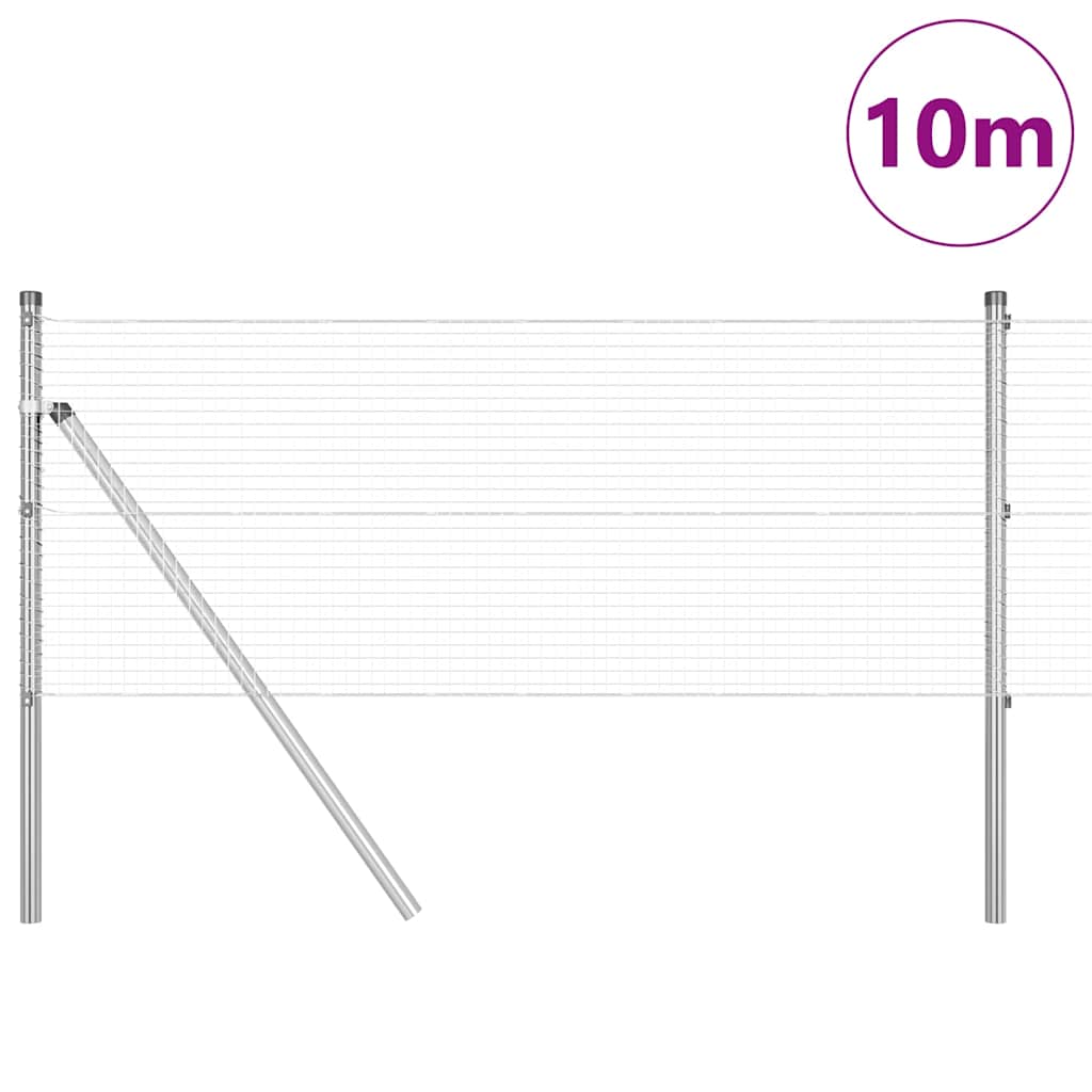 Temeljna zavarena žičana ograda 10 x 0,8 m Srebrna Mreža