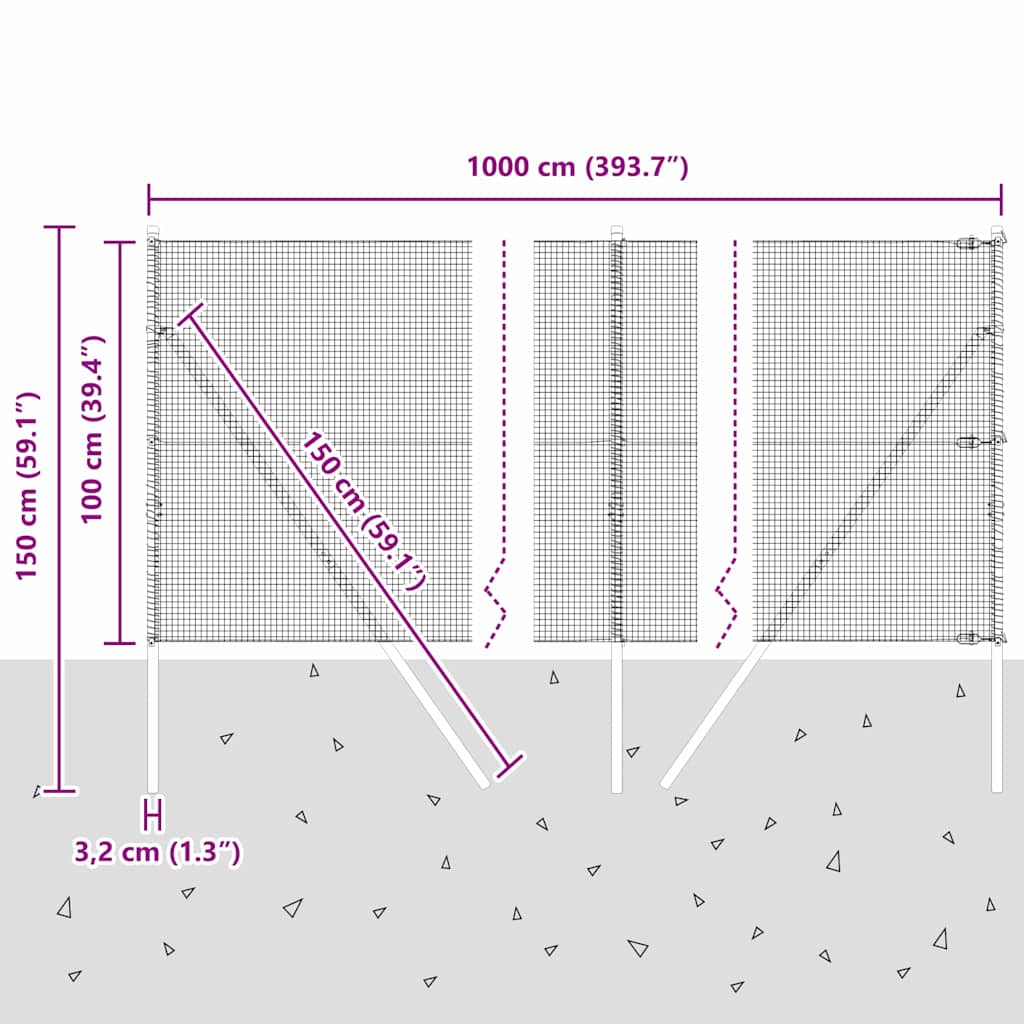 Temeljna zavarena žičana ograda 10 x 1 m (Š x V)