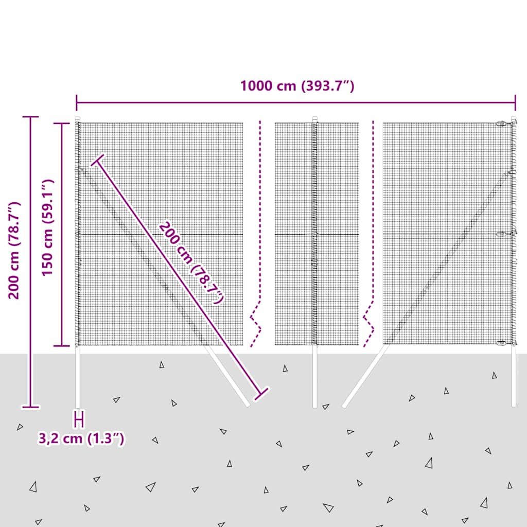 Temeljna zavarena žičana ograda 10 x 1,5 m Srebrna Mreža