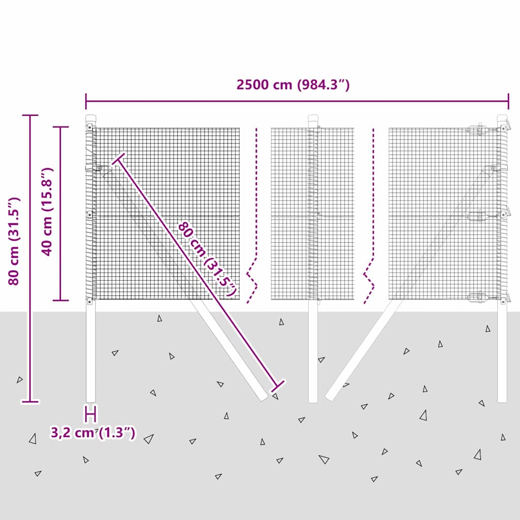 Temeljna zavarena žičana ograda 25 x 0,4 m Srebrna Mreža