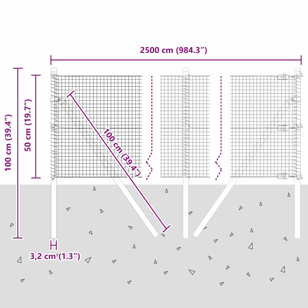 Temeljna zavarena žičana ograda 25 x 0,5 m (Š x V)