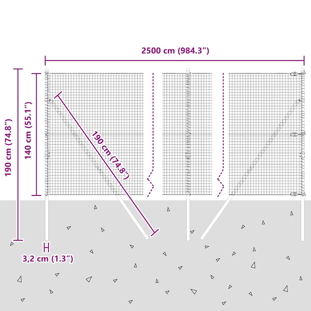 Temeljna zavarena žičana ograda 25 x 1,4 m (Š x V)