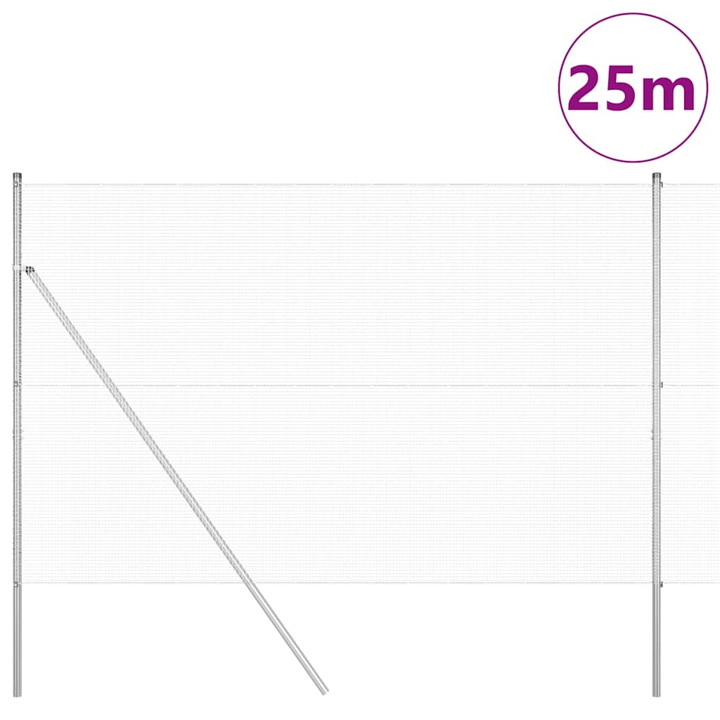 Temeljna zavarena žičana ograda 25 x 1,5 m Srebrna Mreža