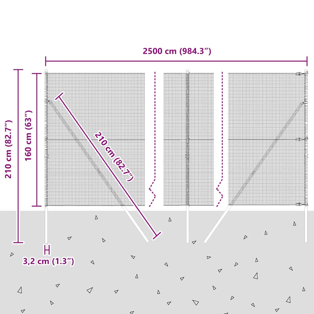 Temeljna zavarena žičana ograda 25 x 1,6 m Srebrna Mreža