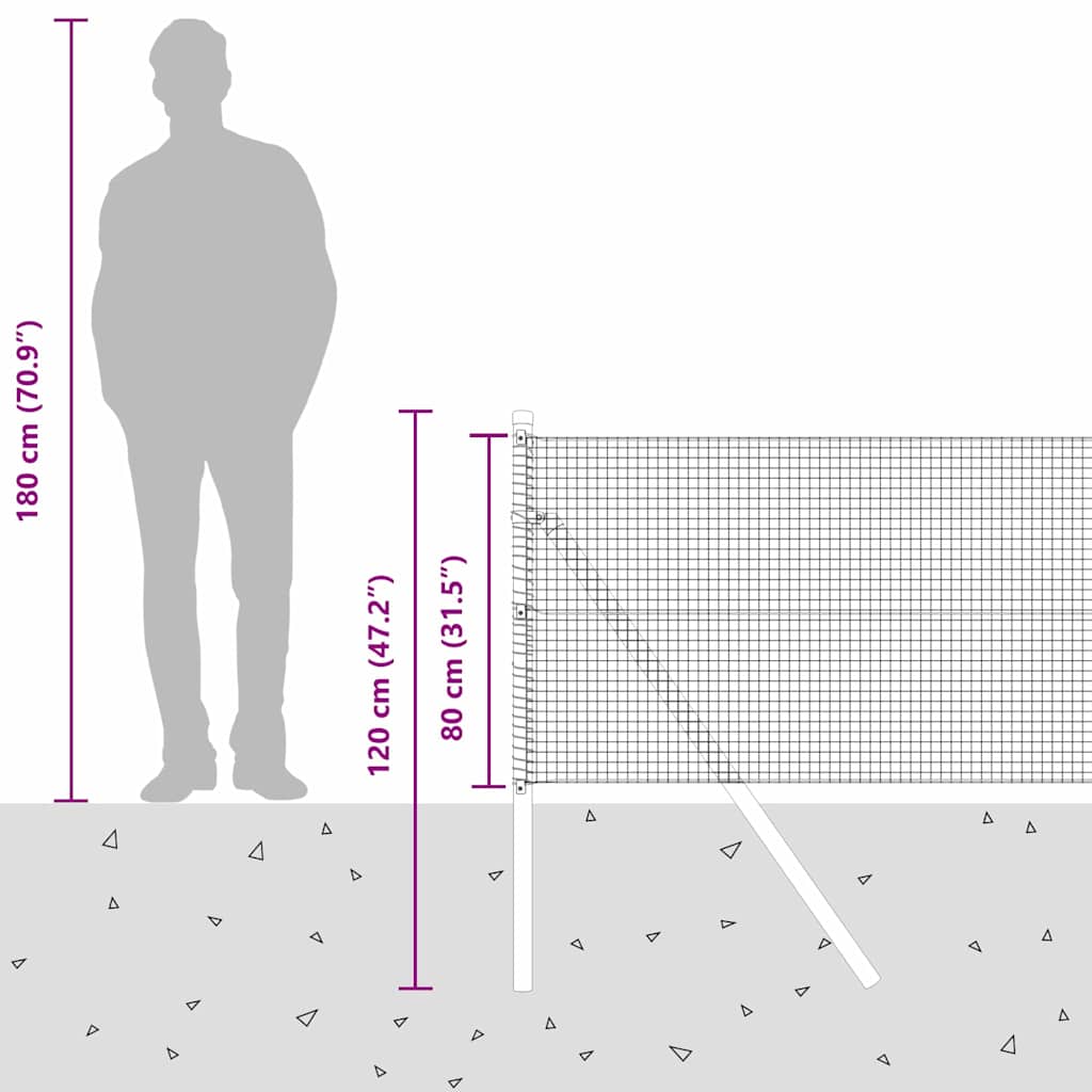 Temeljna zavarena žičana ograda 50 x 0,8 m (Š x V)