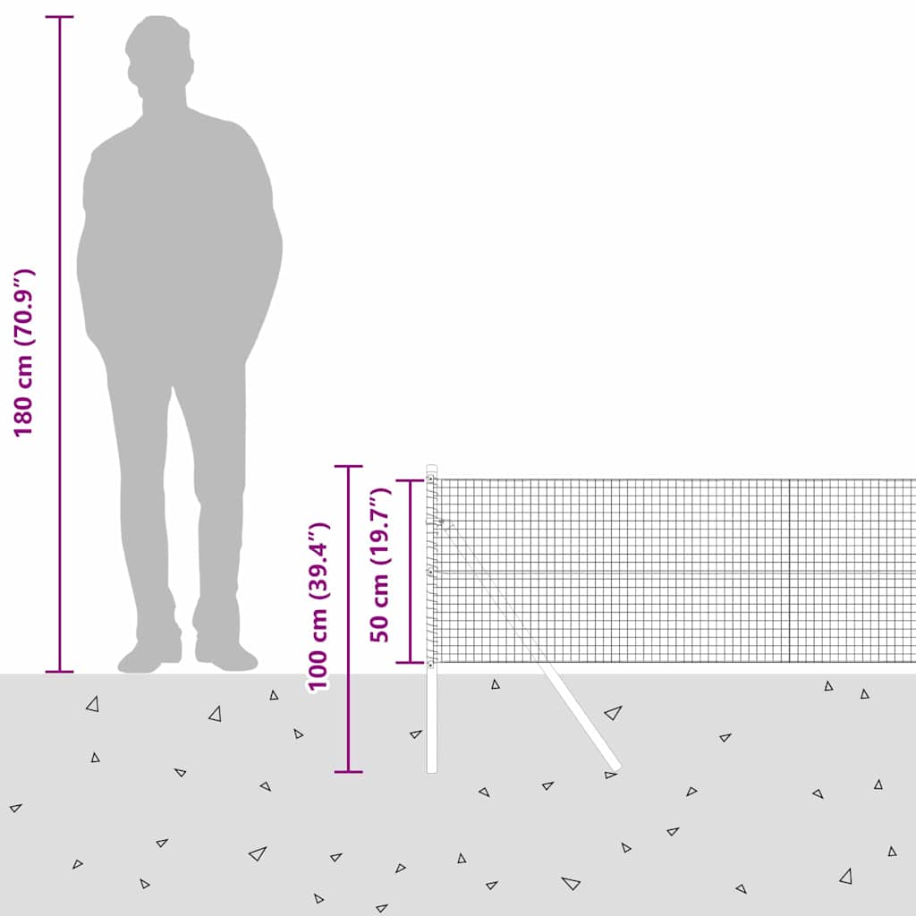 Temeljna zavarena žičana ograda 100 x 0,5 m Srebrna Mreža