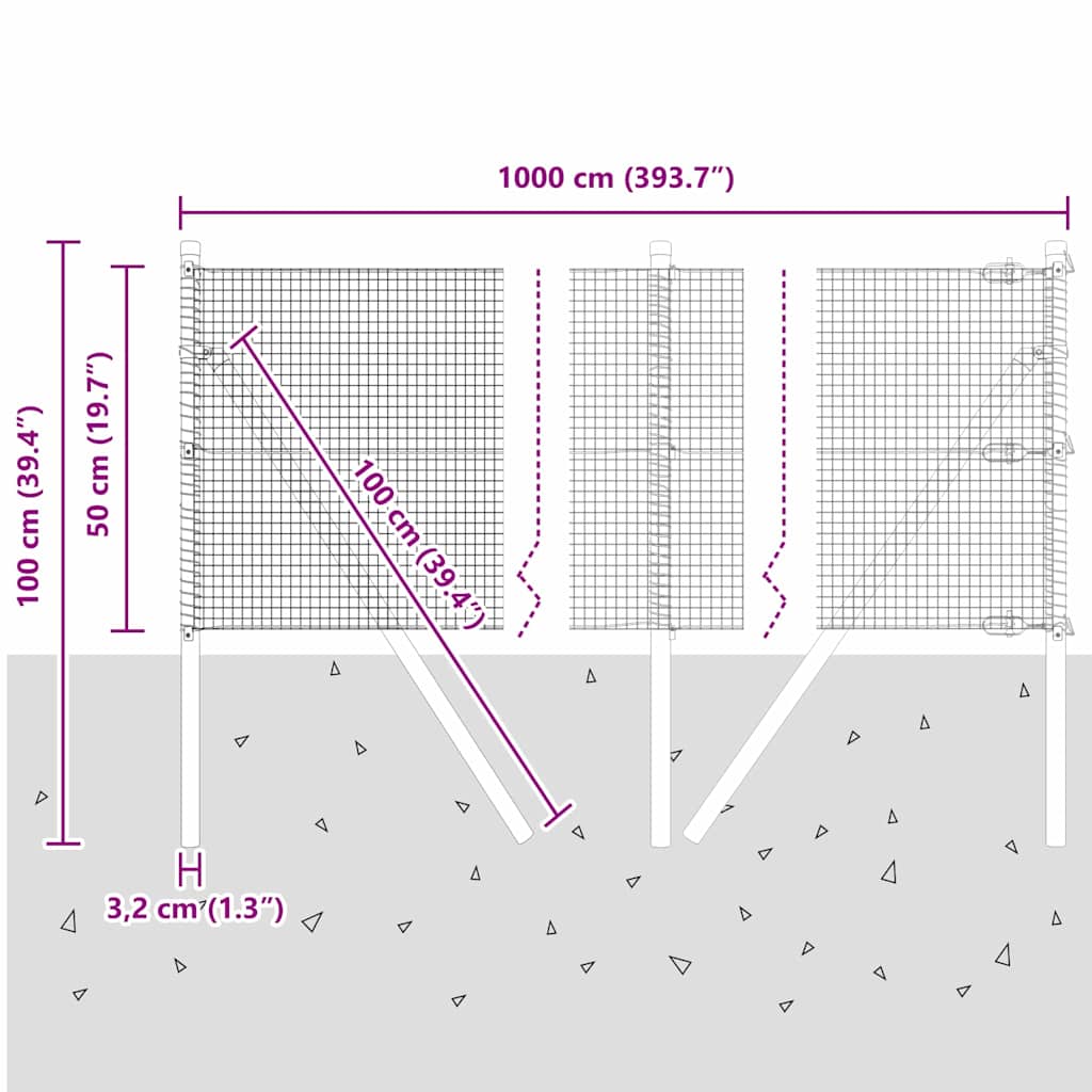 Temeljna zavarena žičana ograda 10 x 0,5 m Zelena Mreža