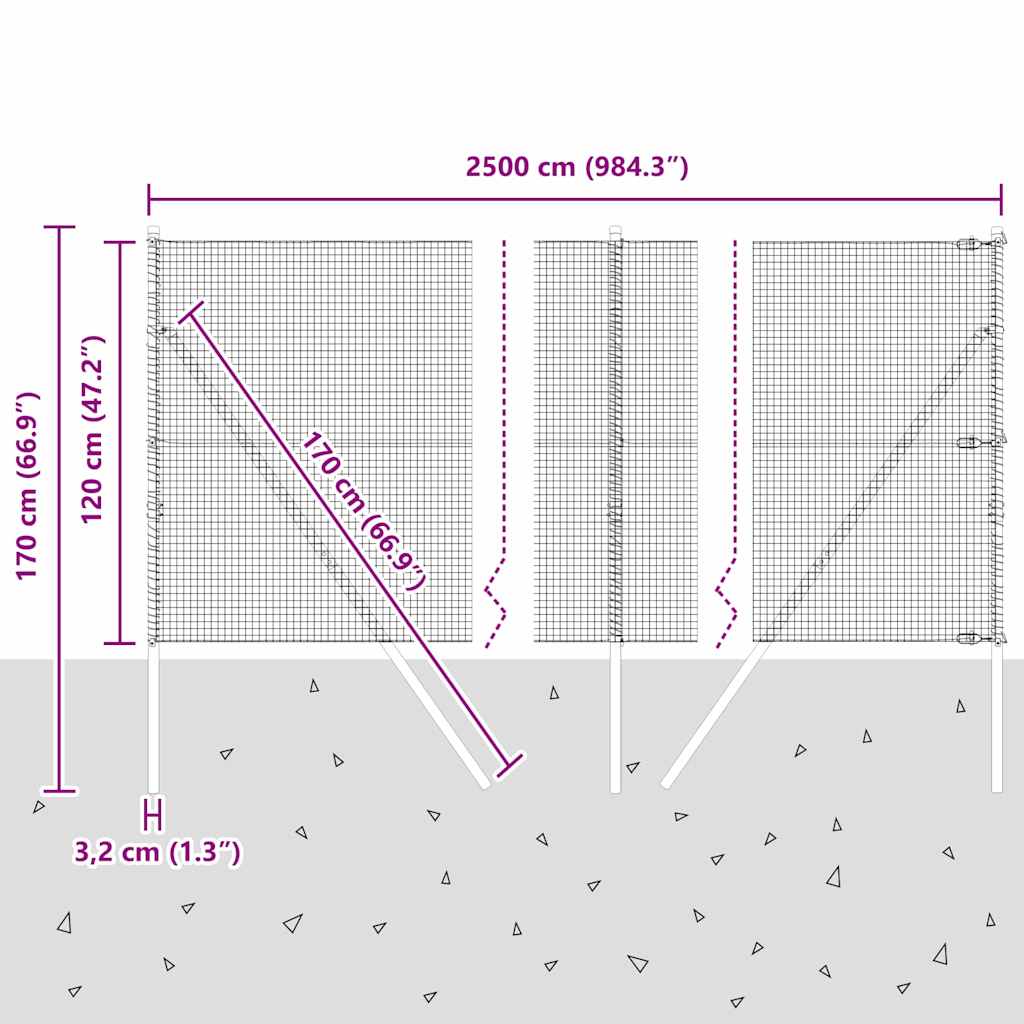 Temeljna zavarena žičana ograda 25 x 1,2 m Zelena Mreža