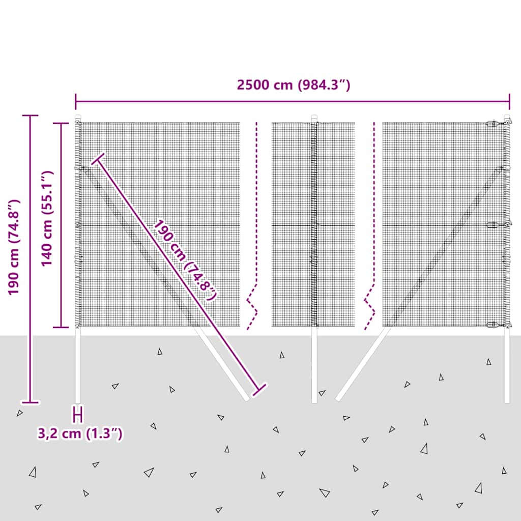 Temeljna zavarena žičana ograda 25 x 1,4 m Zelena Mreža