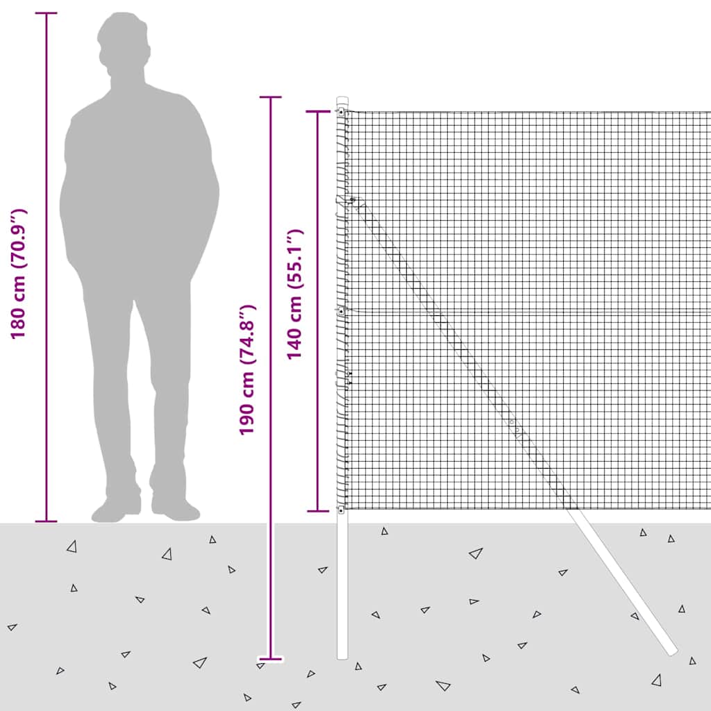 Temeljna zavarena žičana ograda 25 x 1,4 m Zelena Mreža
