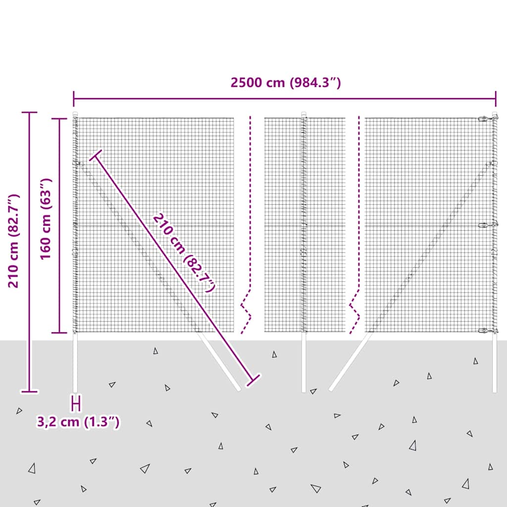Temeljna zavarena žičana ograda 25 x 1,6 m (Š x V)