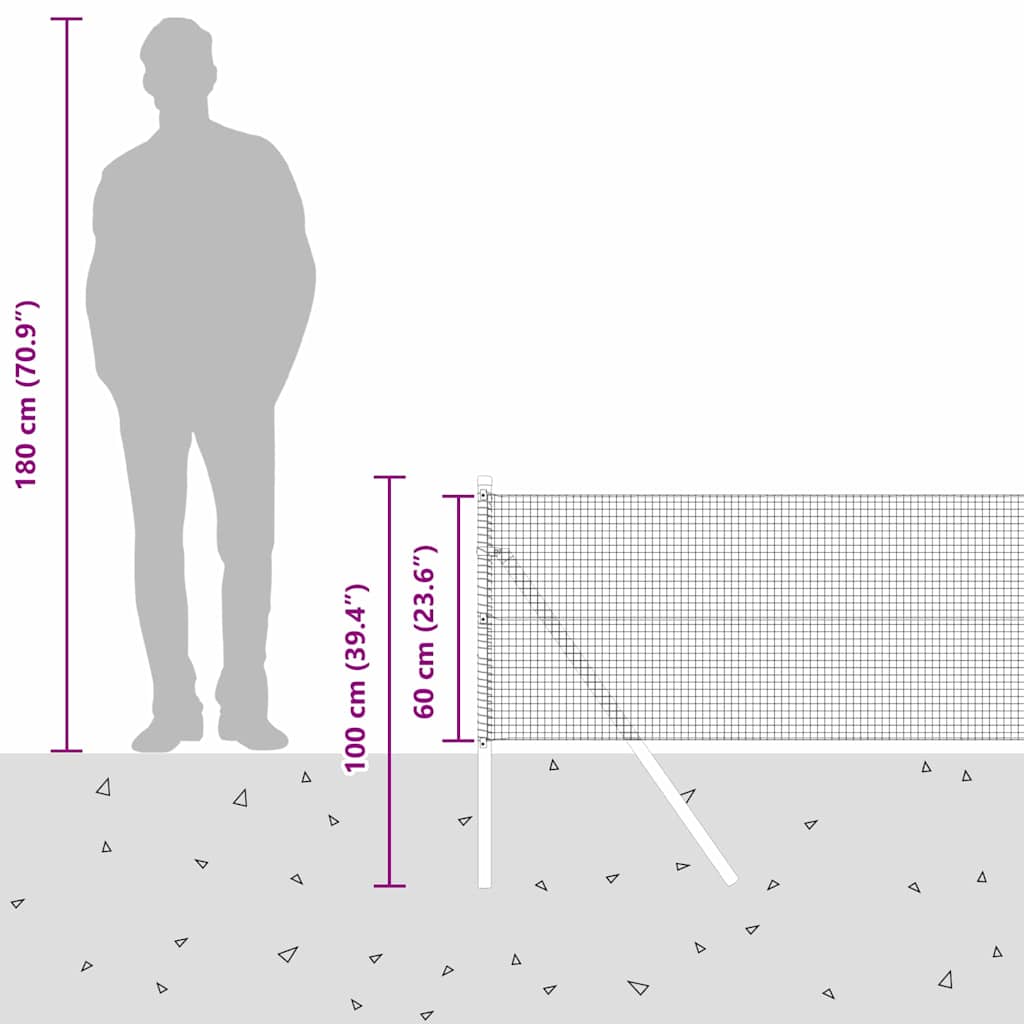 Temeljna zavarena žičana ograda 100 x 0,6 m Zelena Mreža