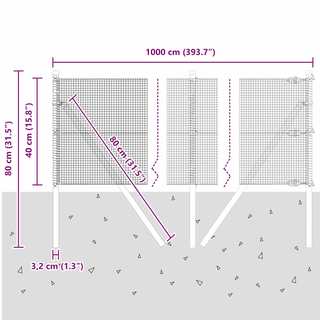 Temeljna zavarena žičana ograda 10 x 0,4 m Siva Mreža