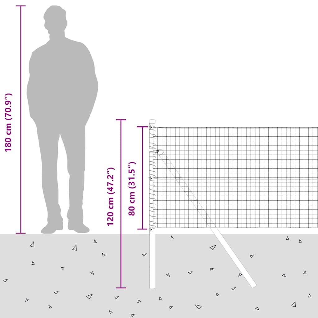 Temeljna zavarena žičana ograda 10 x 0,8 m Siva Mreža