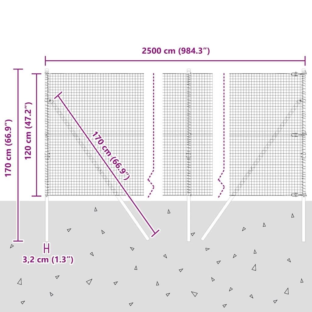Temeljna zavarena žičana ograda 25 x 1,2 m Siva Mreža